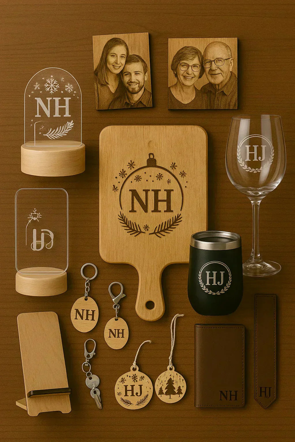 Custom laser engraved wedding favors and gifts made with a desktop laser engraver